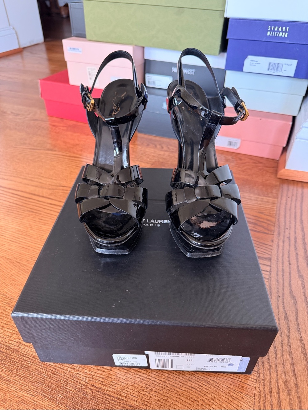 Saint Laurent Black Tribute Heeled Sandals